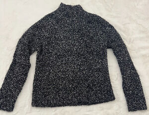 Carducci Women's Boucle Knit Cardigan Sweater Size M Black White Vintage